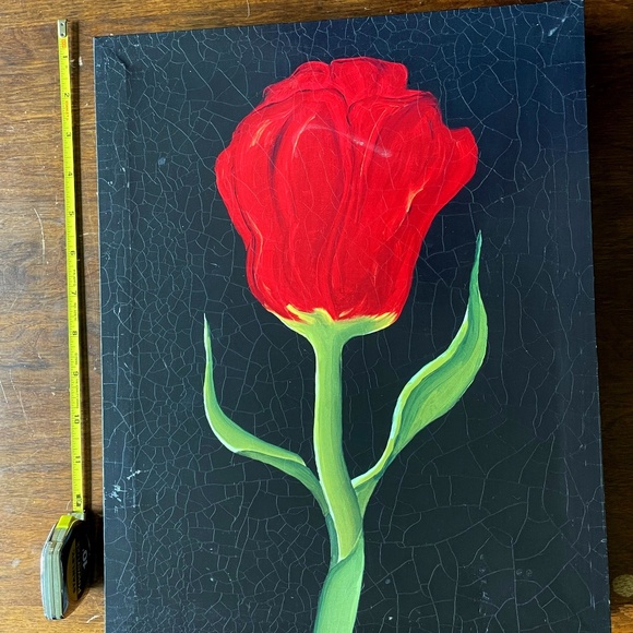 PRICE DROP! Dramatic hand painted red flowers 11 x 14" stretch canvas - Set of 2 - Picture 5 of 16